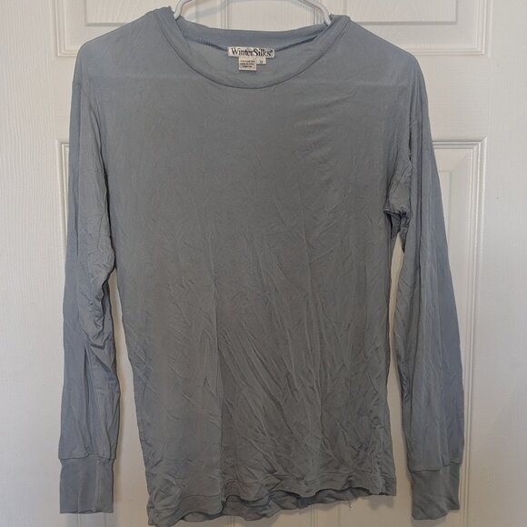 WinterSilks 100% Silk Baselayer Crewneck Long Sleeve Top Size Medium Light Blue - Picture 1 of 8